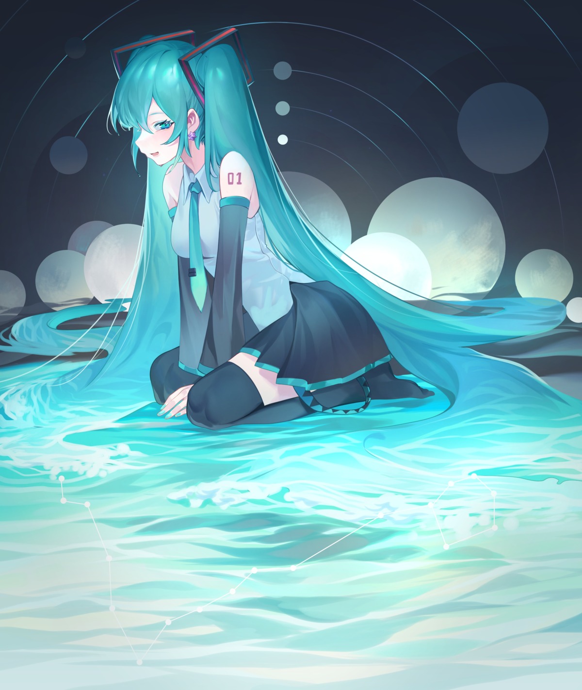 hatsune_miku sb_lama tattoo thighhighs vocaloid