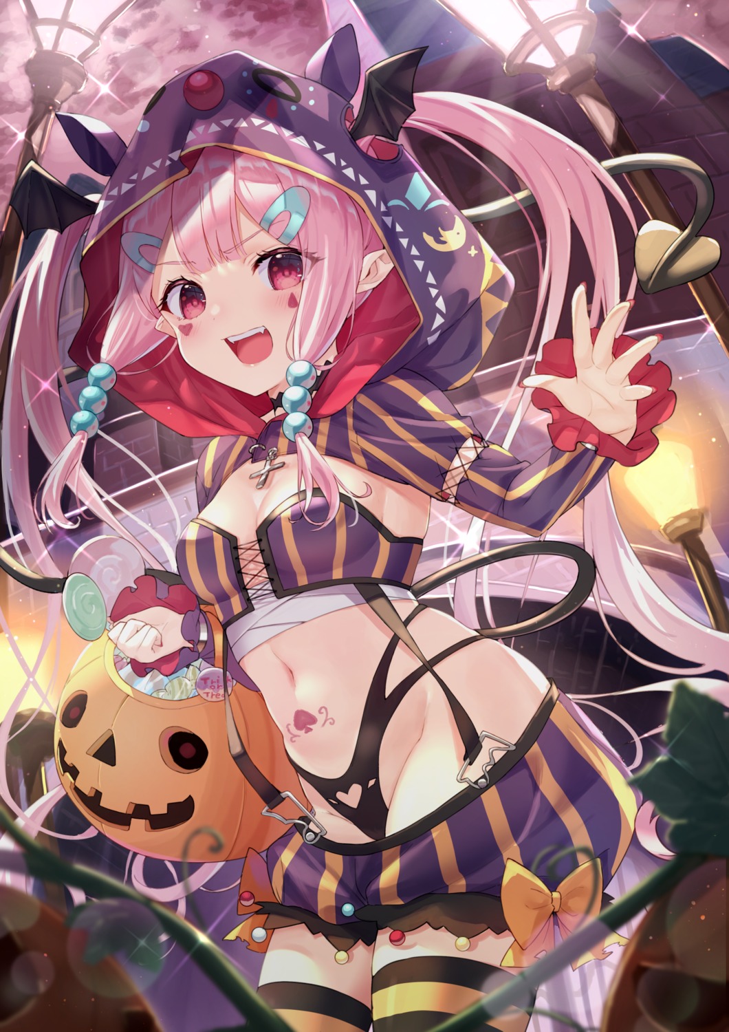 bandages cleavage halloween no_bra pantsu pointy_ears tail tattoo thighhighs tsuki_usagi tsukishiro_yumeka