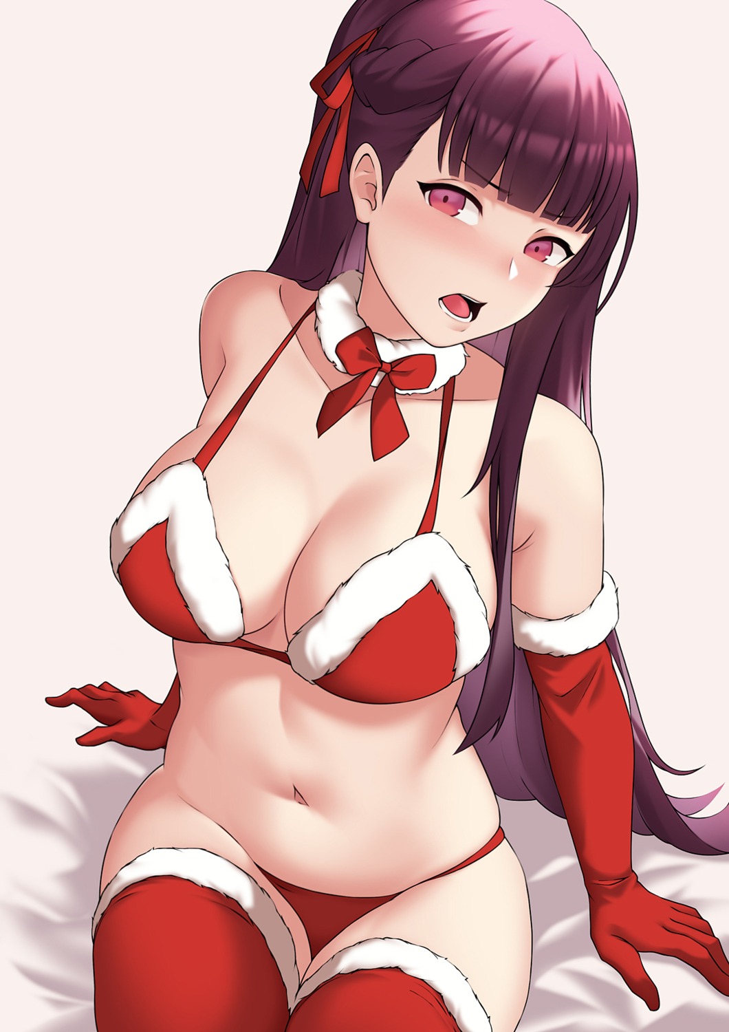 bikini bushido_kuroi christmas girls_frontline swimsuits thighhighs wa2000_(girls_frontline)