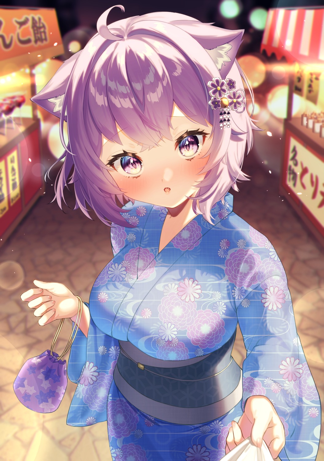 animal_ears hiyorou hololive hololive_gamers nekomata_okayu nekomimi yukata