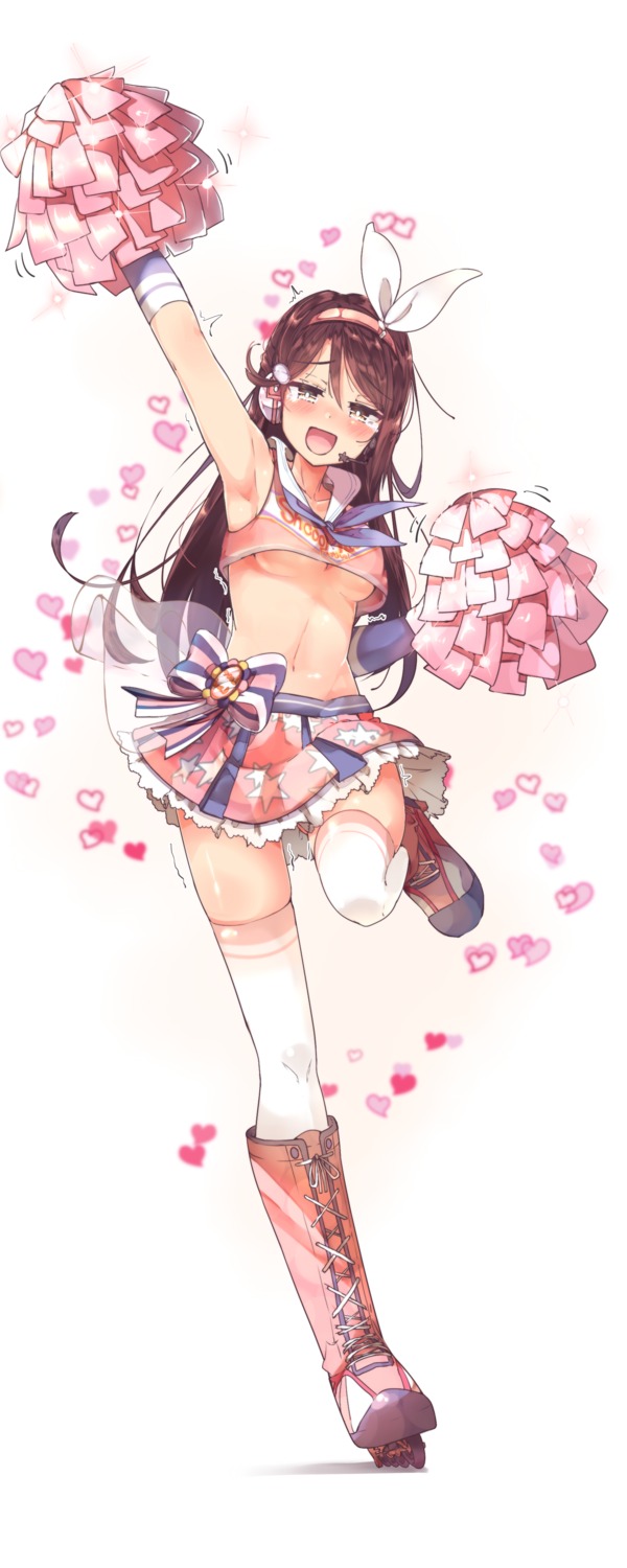 cheerleader headphones love_live!_sunshine!! popii sakurauchi_riko thighhighs underboob