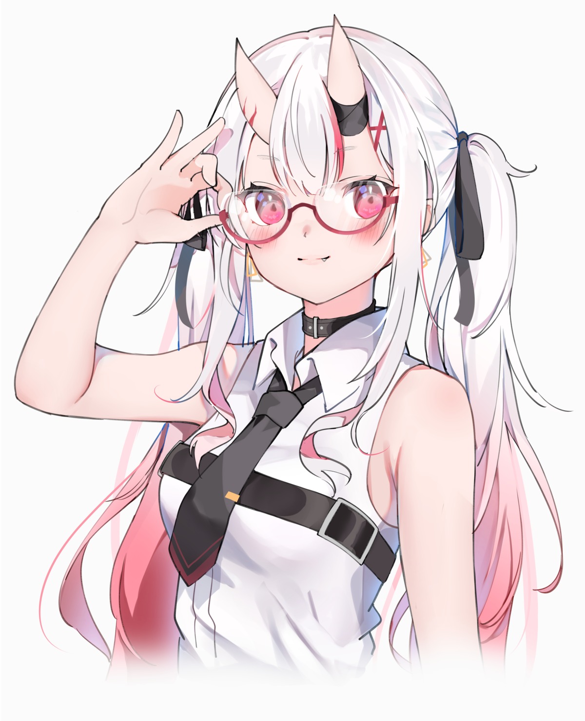 auui hololive horns megane nakiri_ayame no_bra