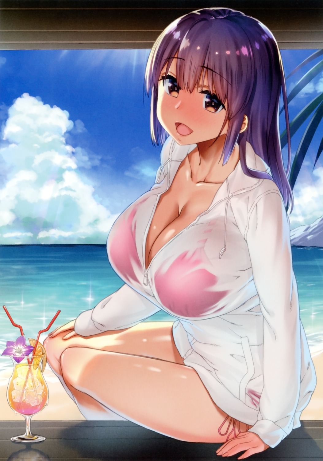 bikini cleavage nanase_meruchi open_shirt see_through swimsuits