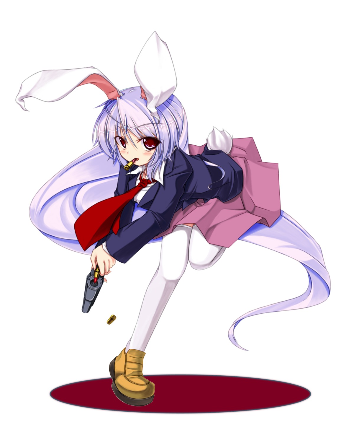 animal_ears bunny_ears gun popi reisen_udongein_inaba thighhighs touhou