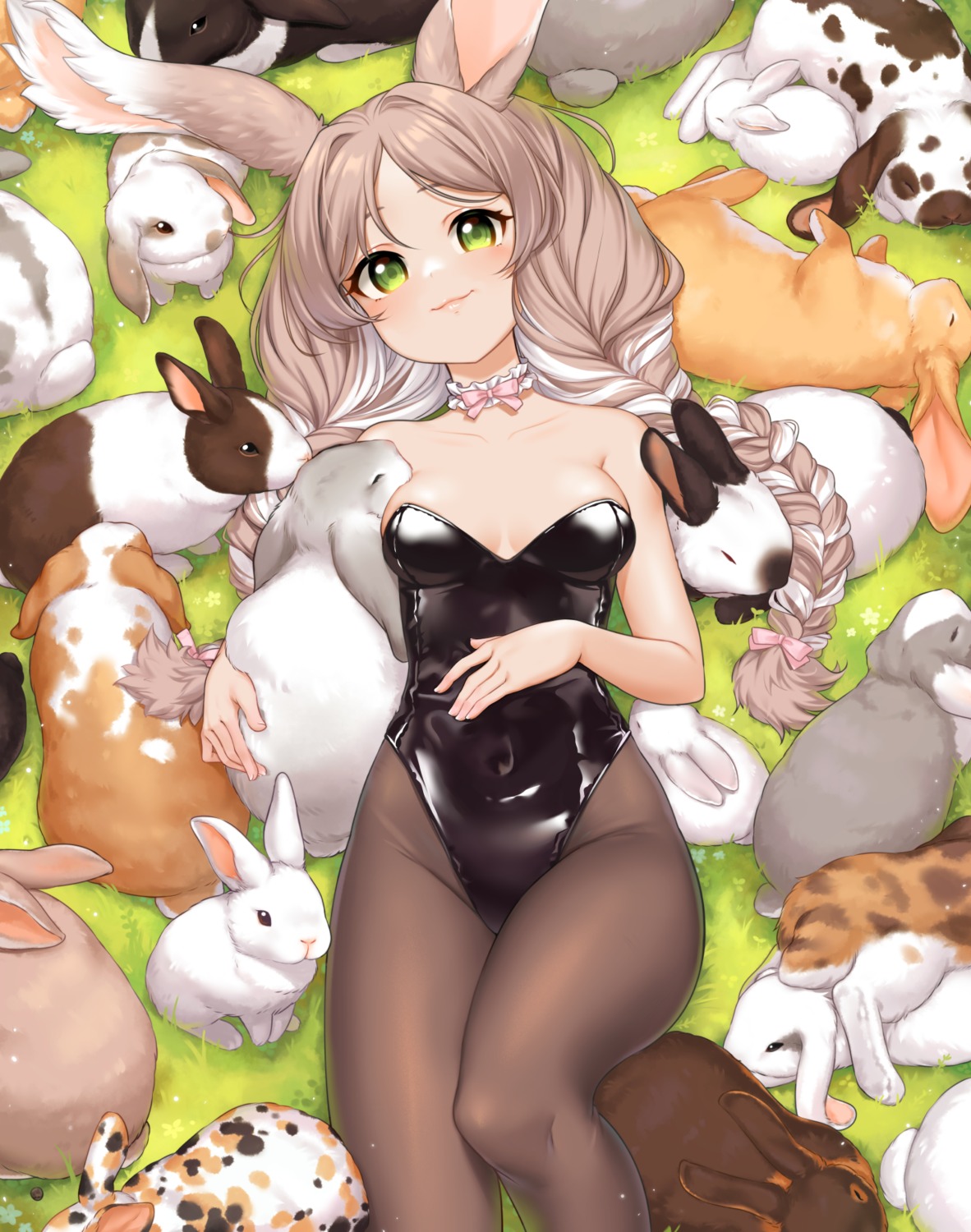 animal_ears bunny_ears bunny_girl no_bra pantyhose susukitten