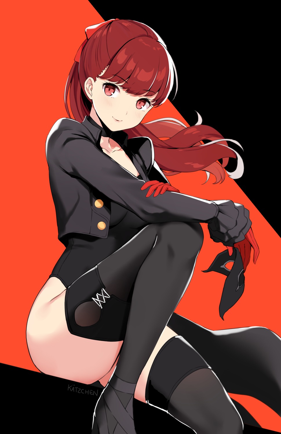 heels kaetzchen leotard persona_5 thighhighs yoshizawa_kasumi