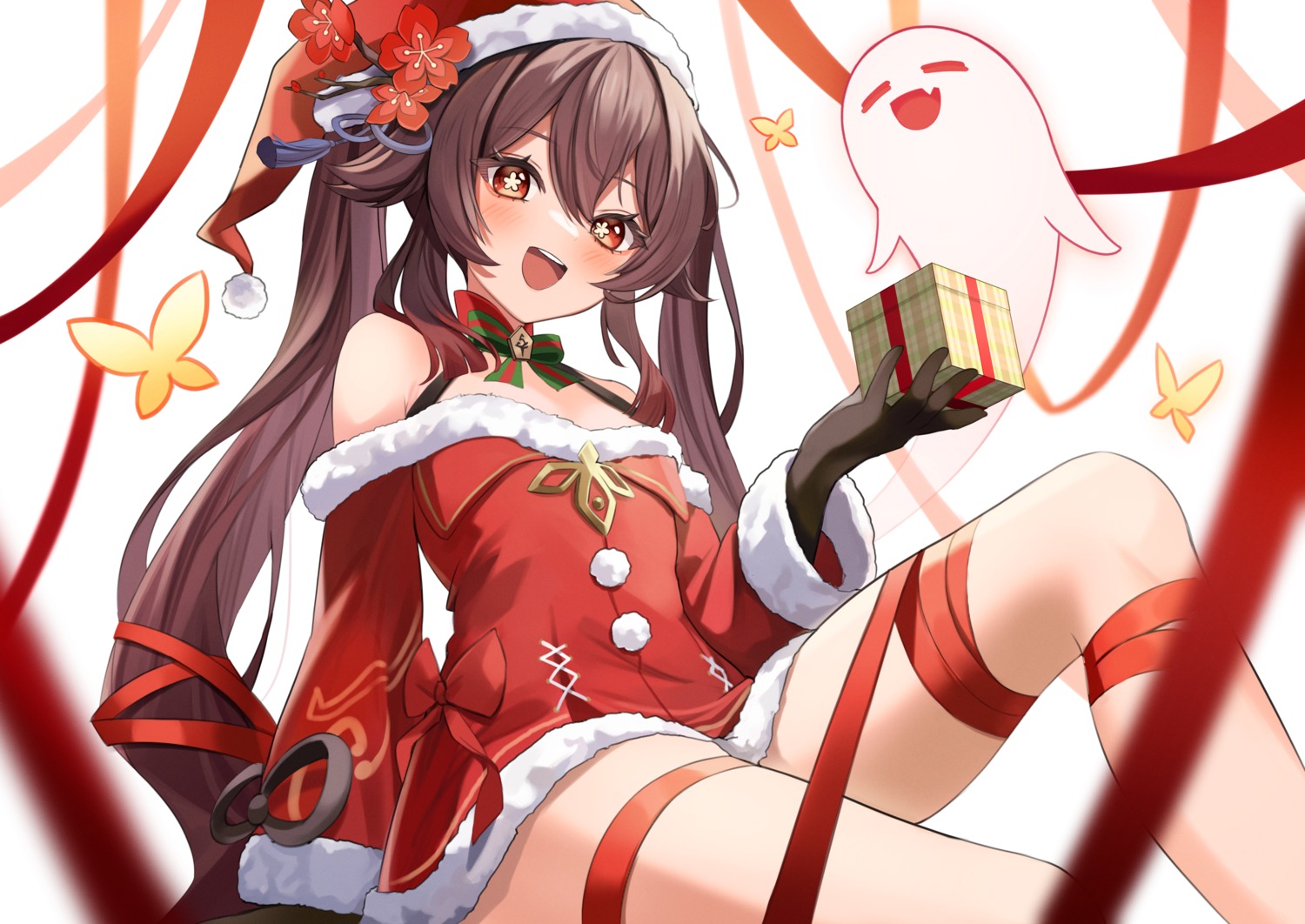 christmas dress genshin_impact hu_tao loli yutoriko_(candy0905)