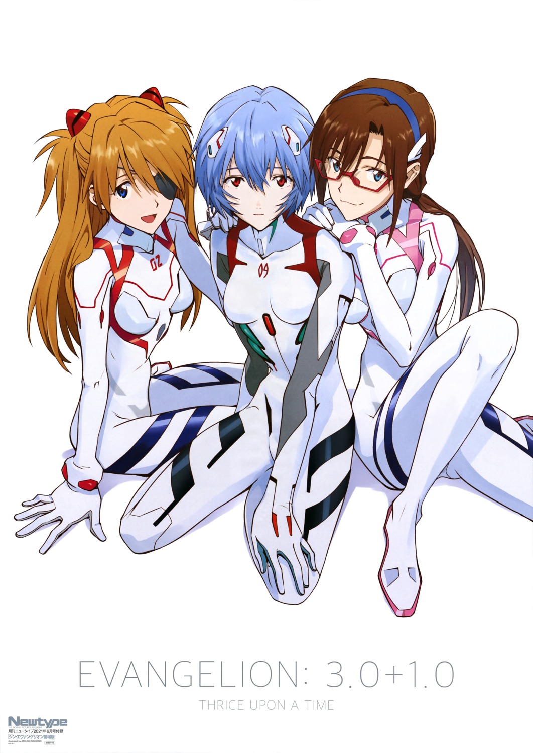 ayanami_rei bodysuit eyepatch makinami_mari_illustrious megane neon_genesis_evangelion nishigori_atsushi souryuu_asuka_langley