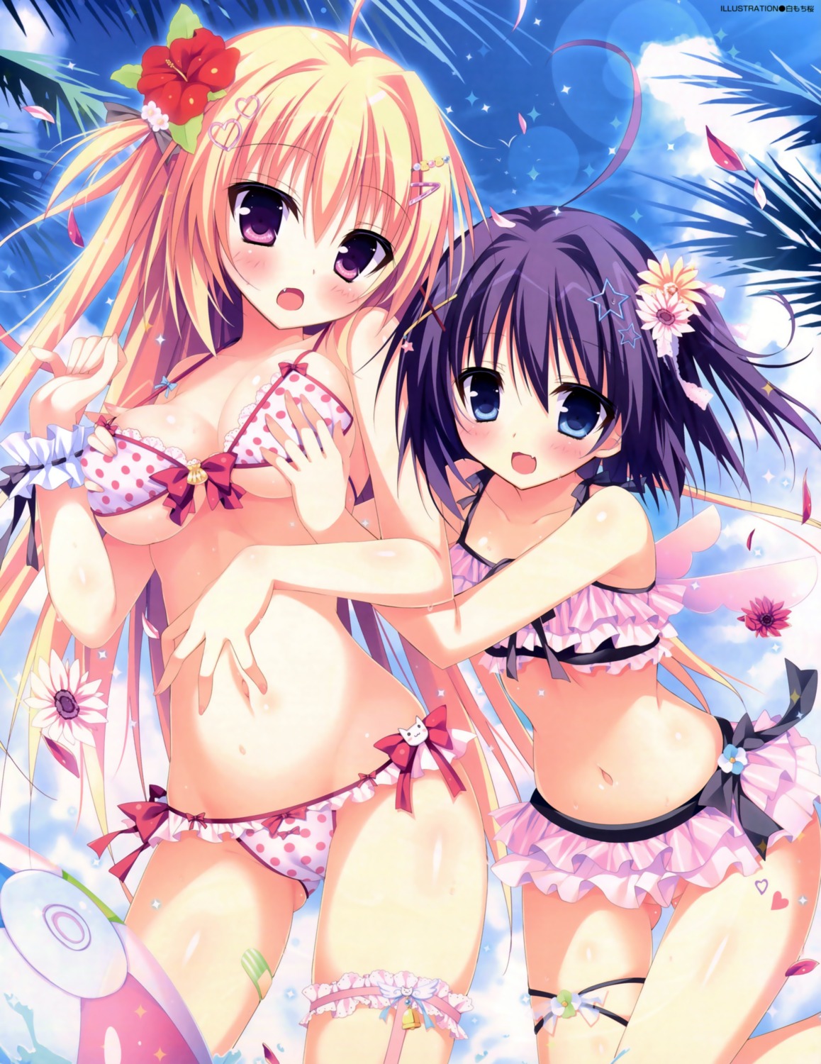 bandaid bikini breast_grab cameltoe cleavage garter shiromochi_sakura stockings swimsuits thighhighs underboob