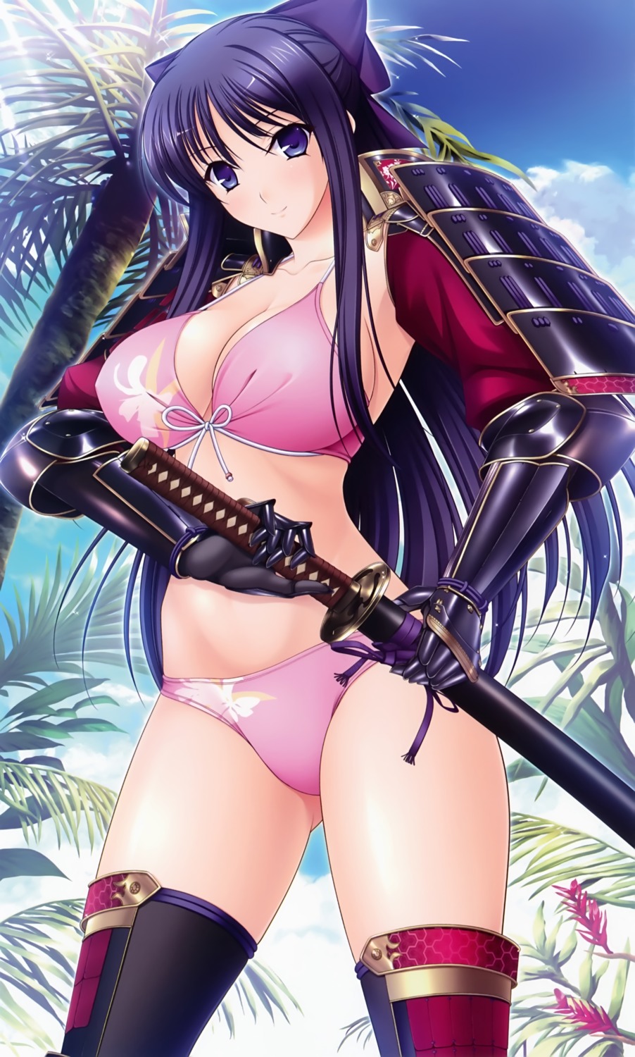armor bikini cleavage komori_kei ricotta ryuuzouji_akane swimsuits sword thighhighs walkure_romanze