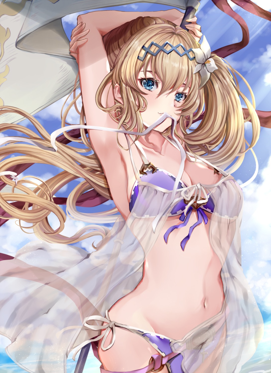 bikini granblue_fantasy hinahino jeanne_d'arc jeanne_d'arc_(granblue_fantasy) see_through swimsuits