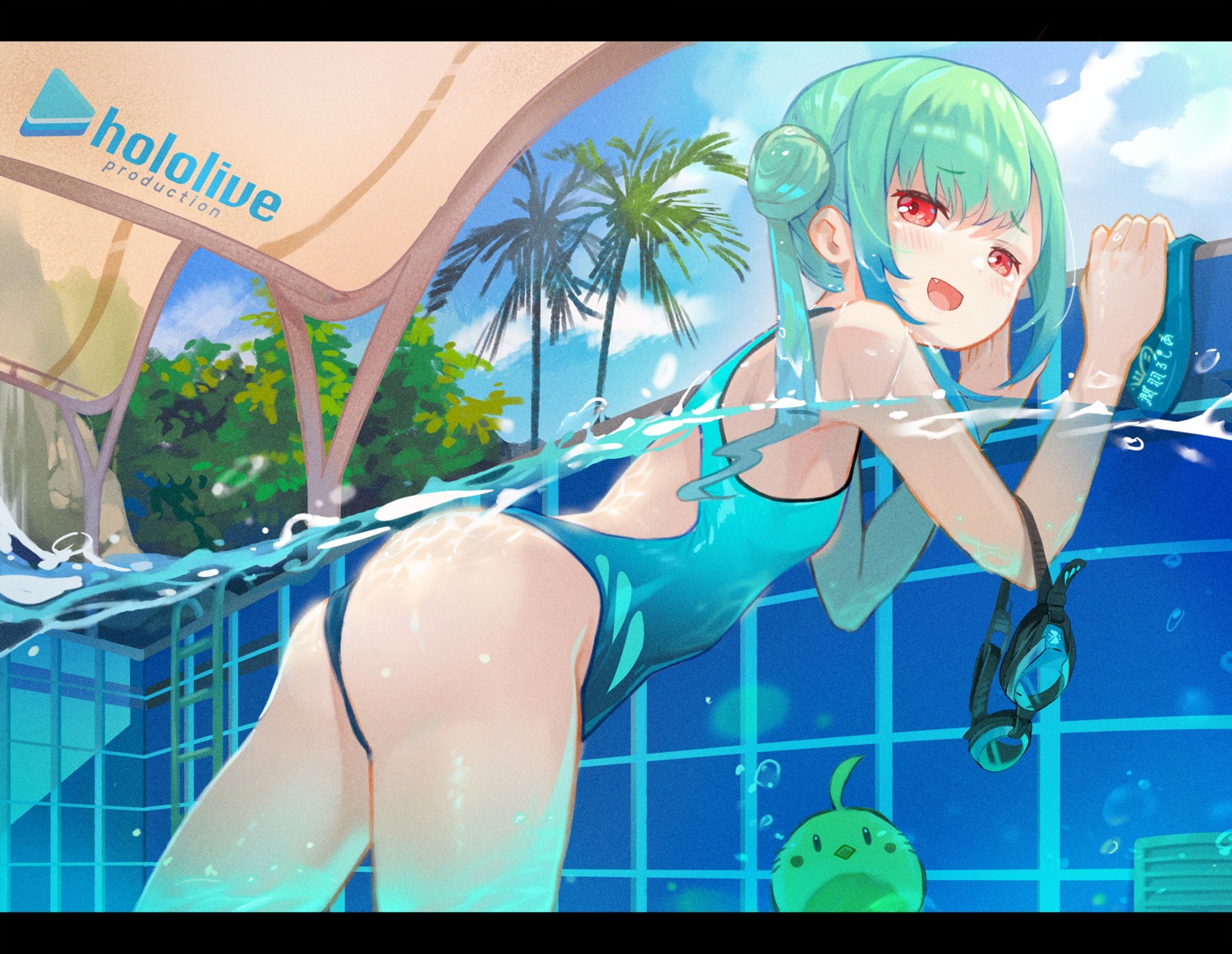 ass hololive swimsuits uruha_rushia wet yoshikawa_hiro