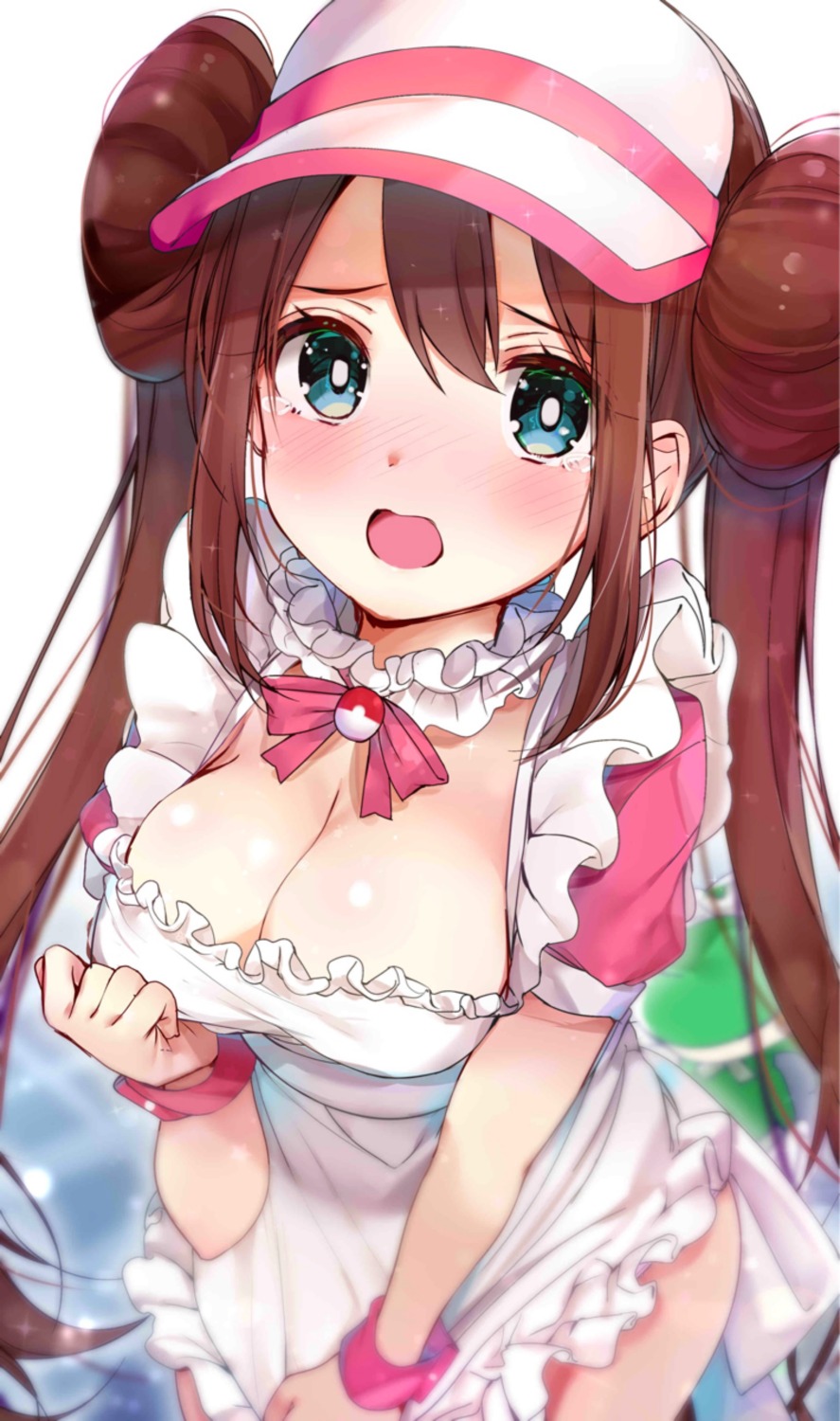 breast_hold cleavage maid mei_(pokemon) pokemon pokemon_b2w2 rouka