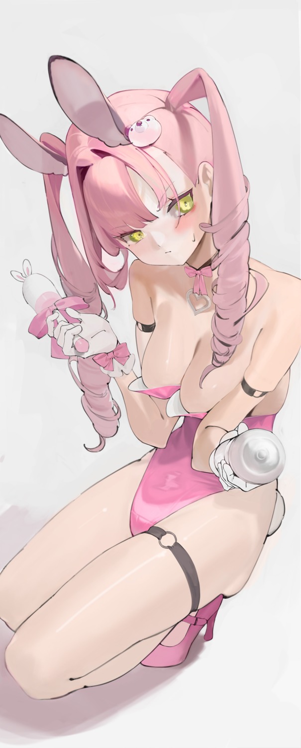 animal_ears bunny_ears bunny_girl garter heels no_bra tail watarumi