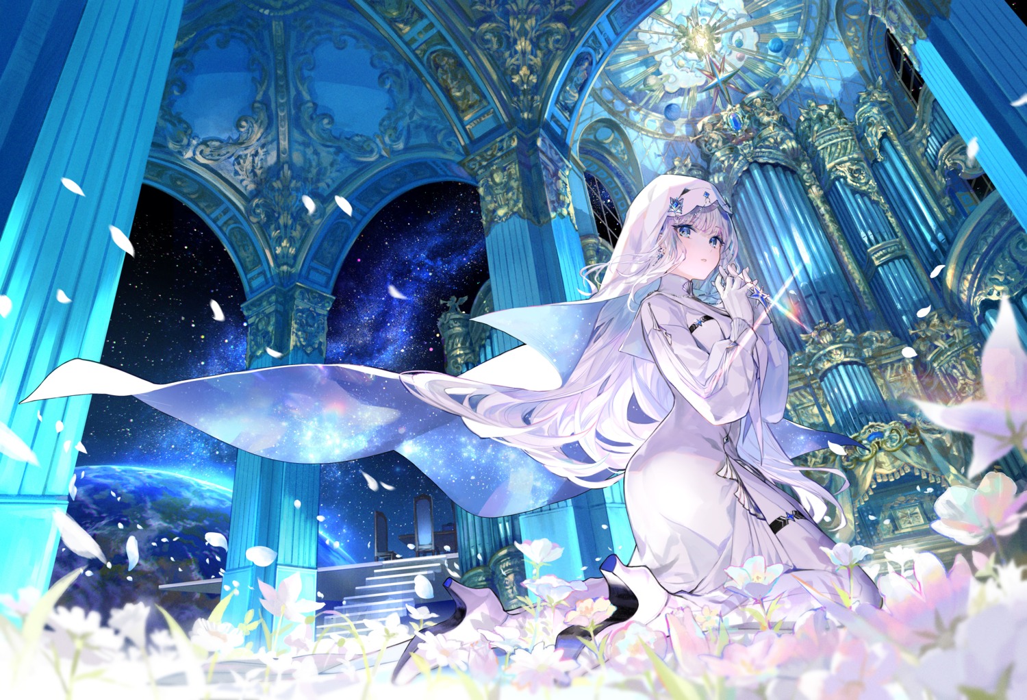 emori_miku_project fuzichoko heels landscape nun