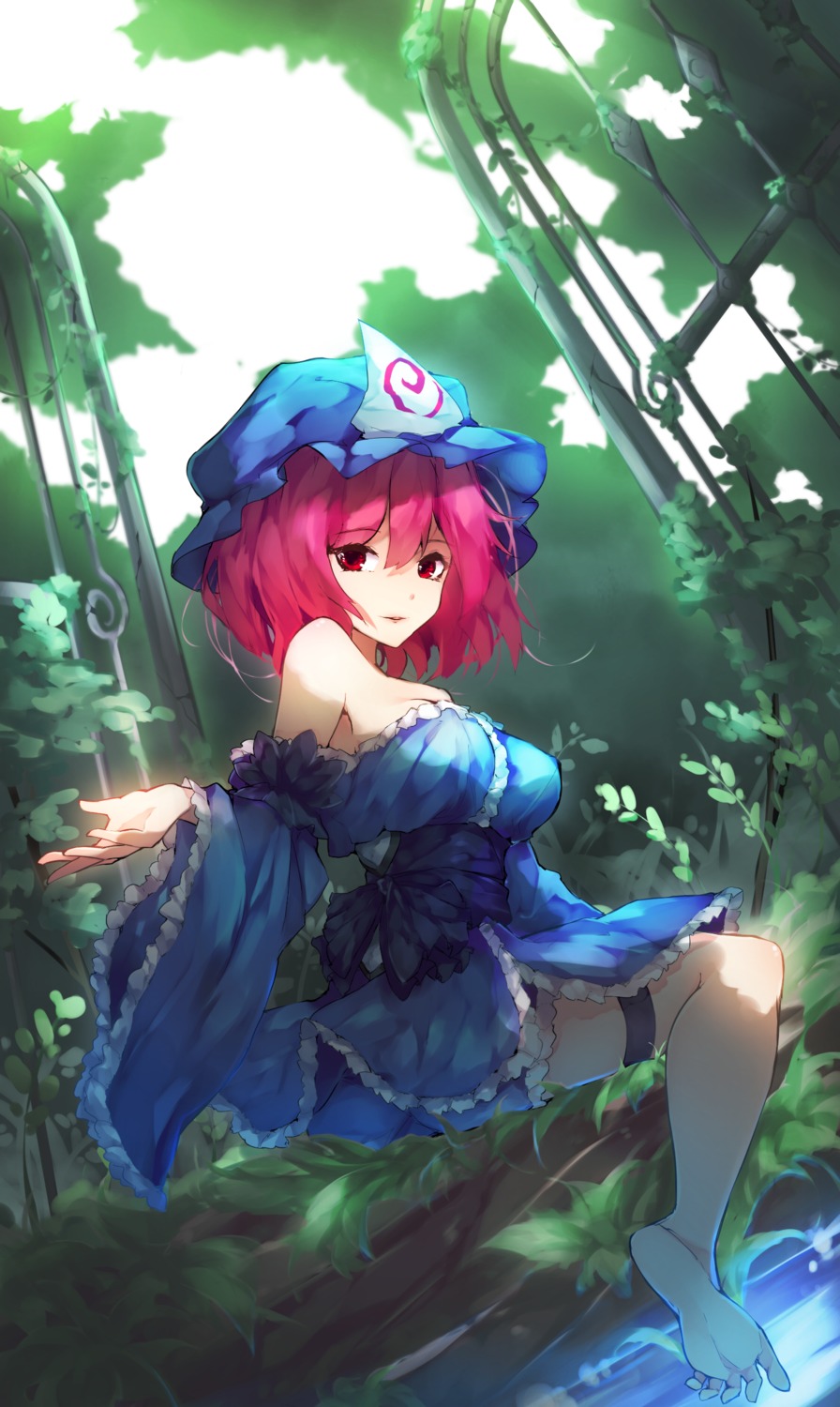 chiroru_(cheese-roll) dress garter saigyouji_yuyuko touhou