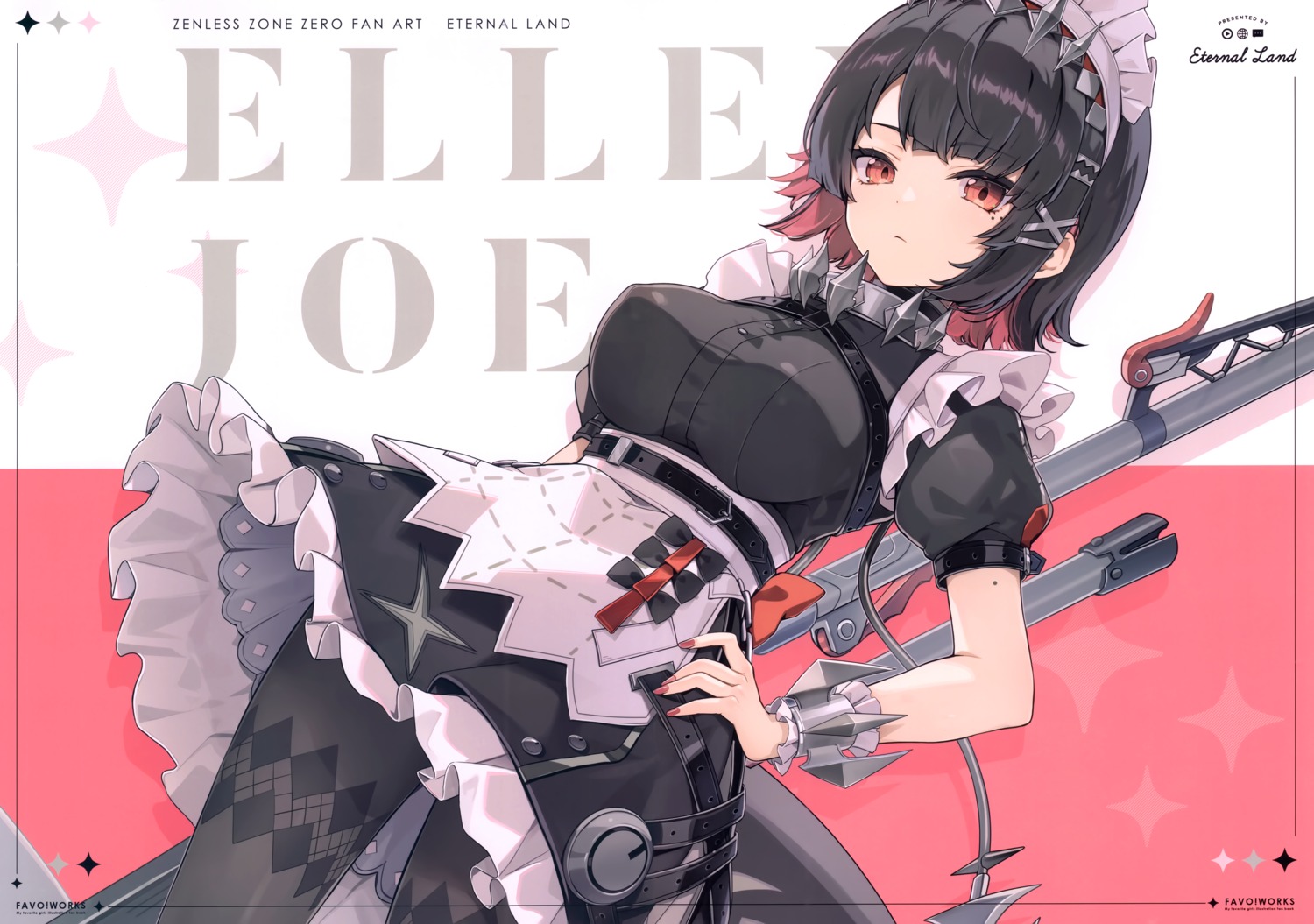 6u ellen_joe eternal_land maid pantyhose skirt_lift tail weapon zenless_zone_zero