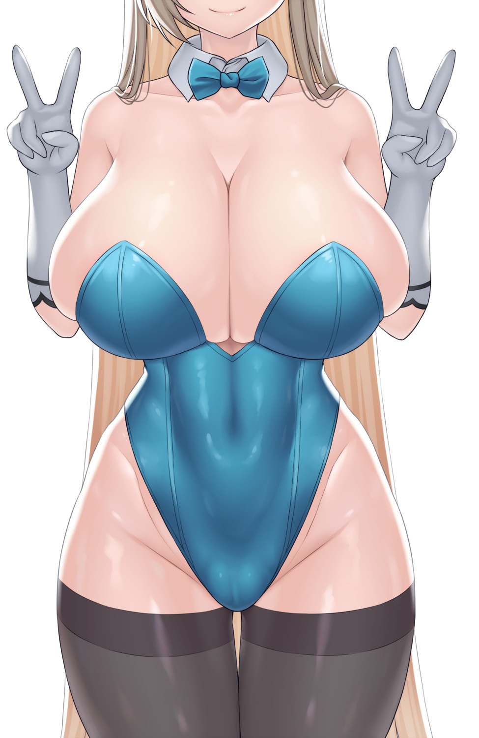 asamura_hiori blue_archive bunny_girl cameltoe ichinose_asuna no_bra thighhighs