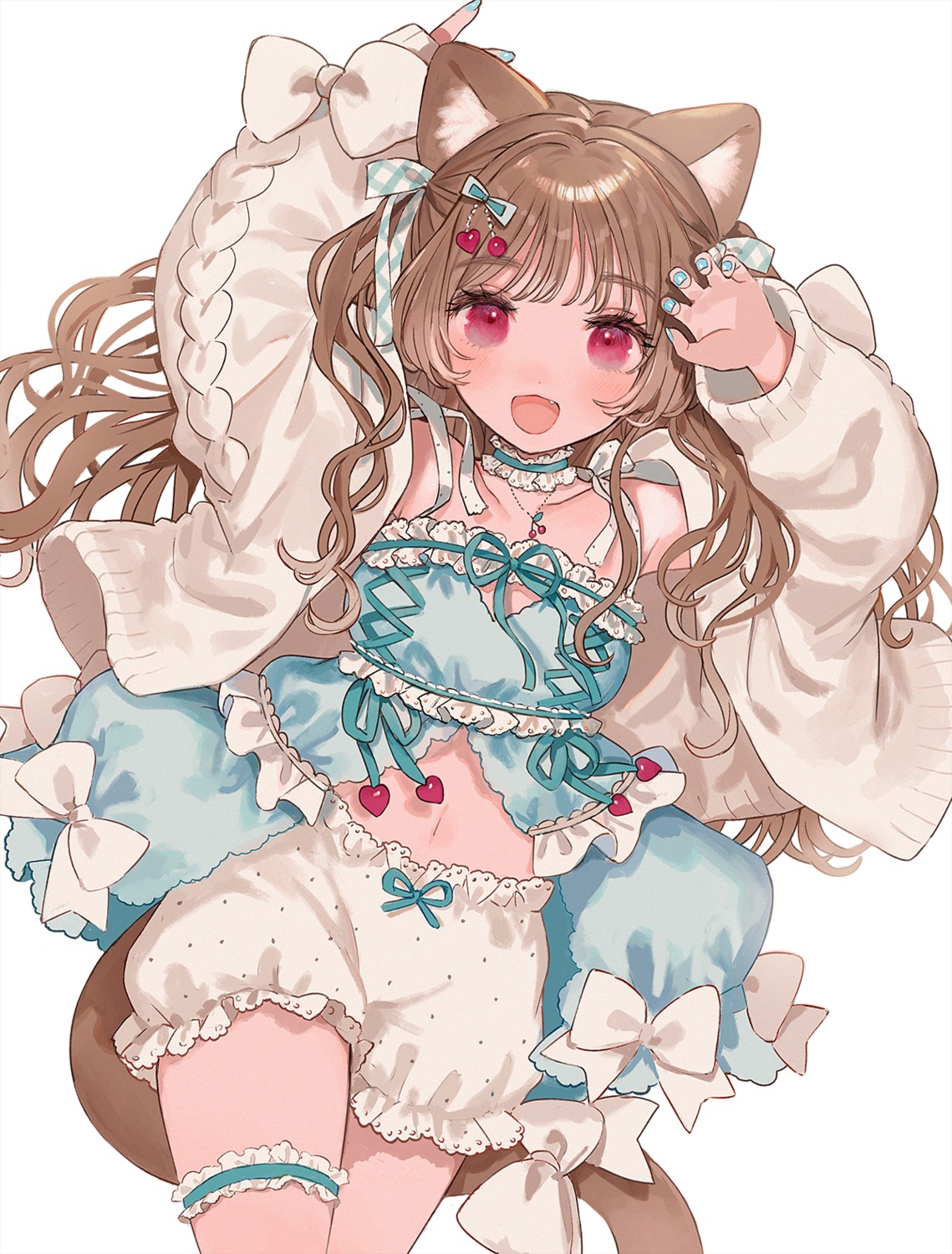 animal_ears bloomers garter lingerie marble_creators miyako_(xxxbibit) nekomimi sweater tail