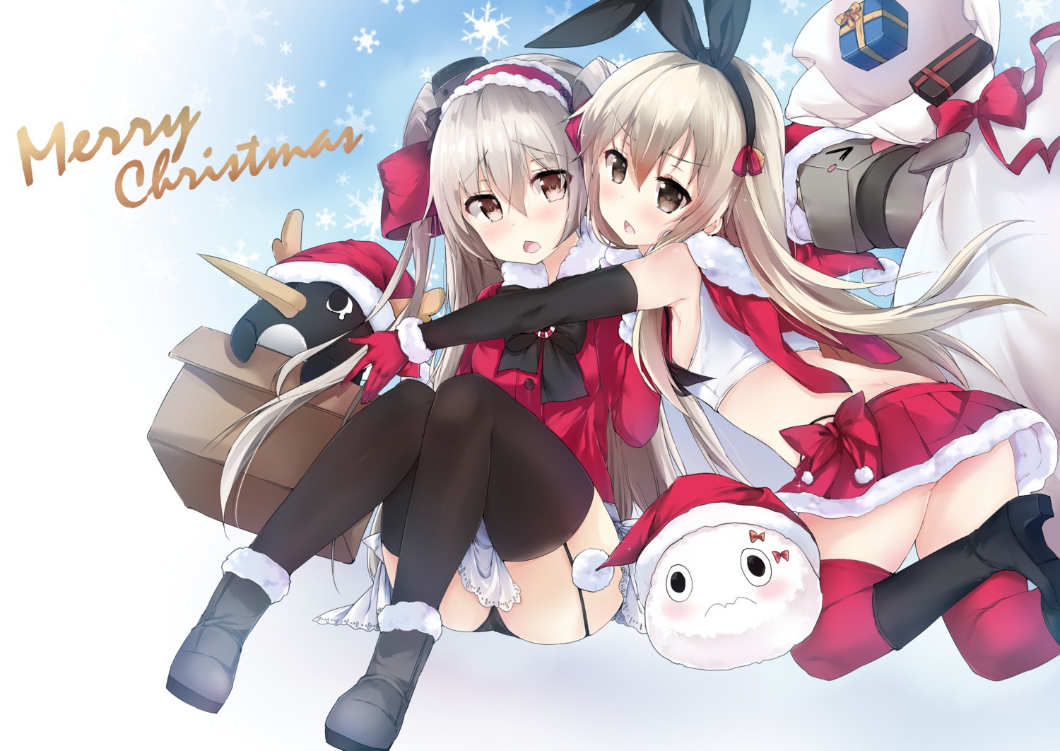 amatsukaze_(kancolle) christmas heels kantai_collection pantsu rensouhou-chan ryuuji_teitoku shimakaze_(kancolle) stockings thighhighs