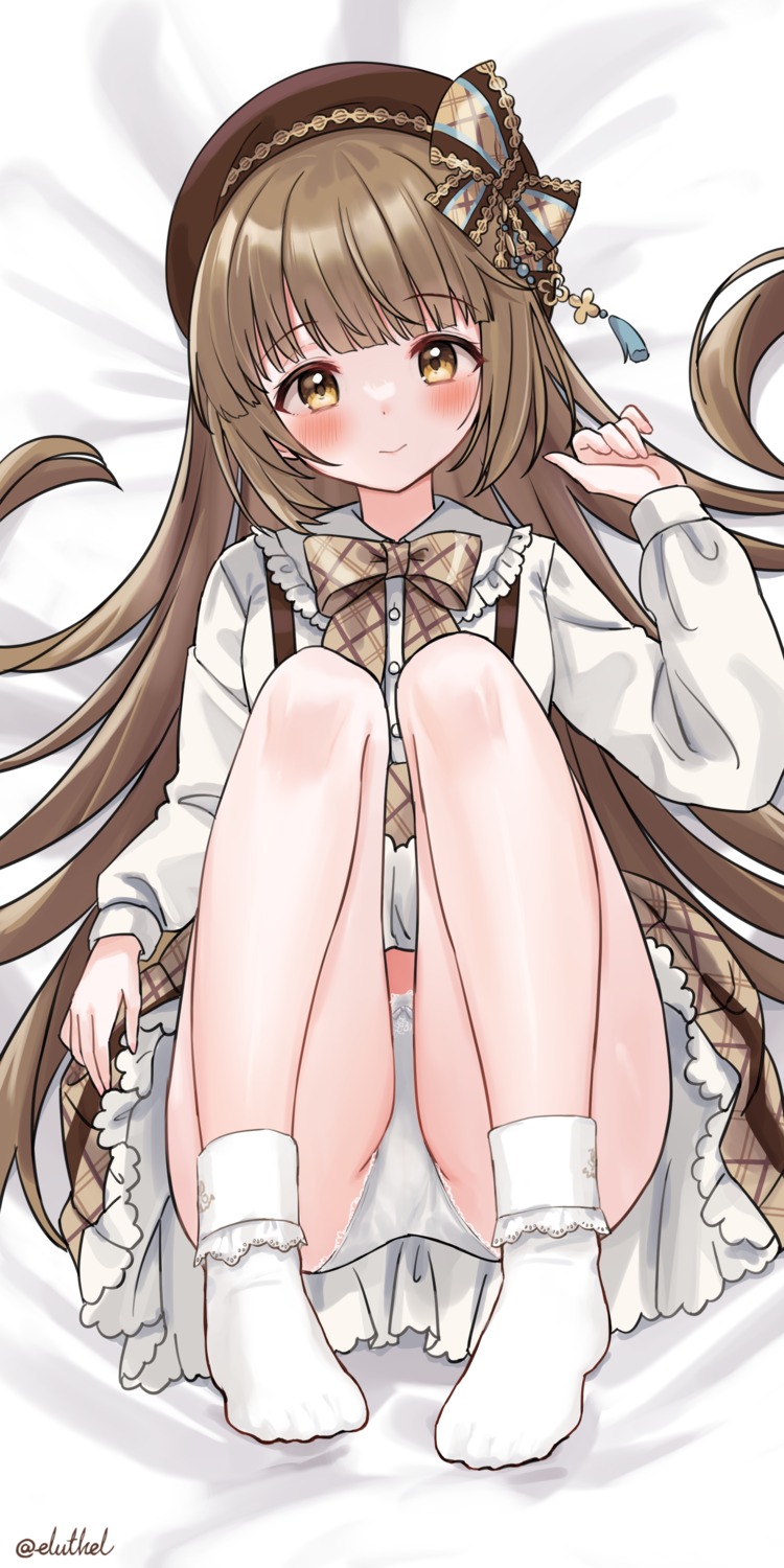 eluthel feet loli pantsu skirt_lift the_idolm@ster the_idolm@ster_cinderella_girls yorita_yoshino