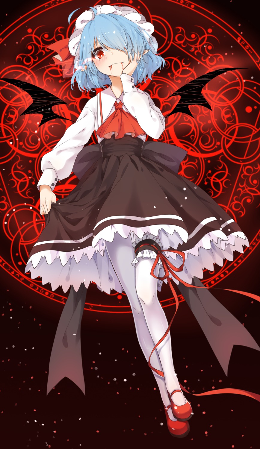 blood garter pantyhose poppy_(artist) remilia_scarlet touhou wings