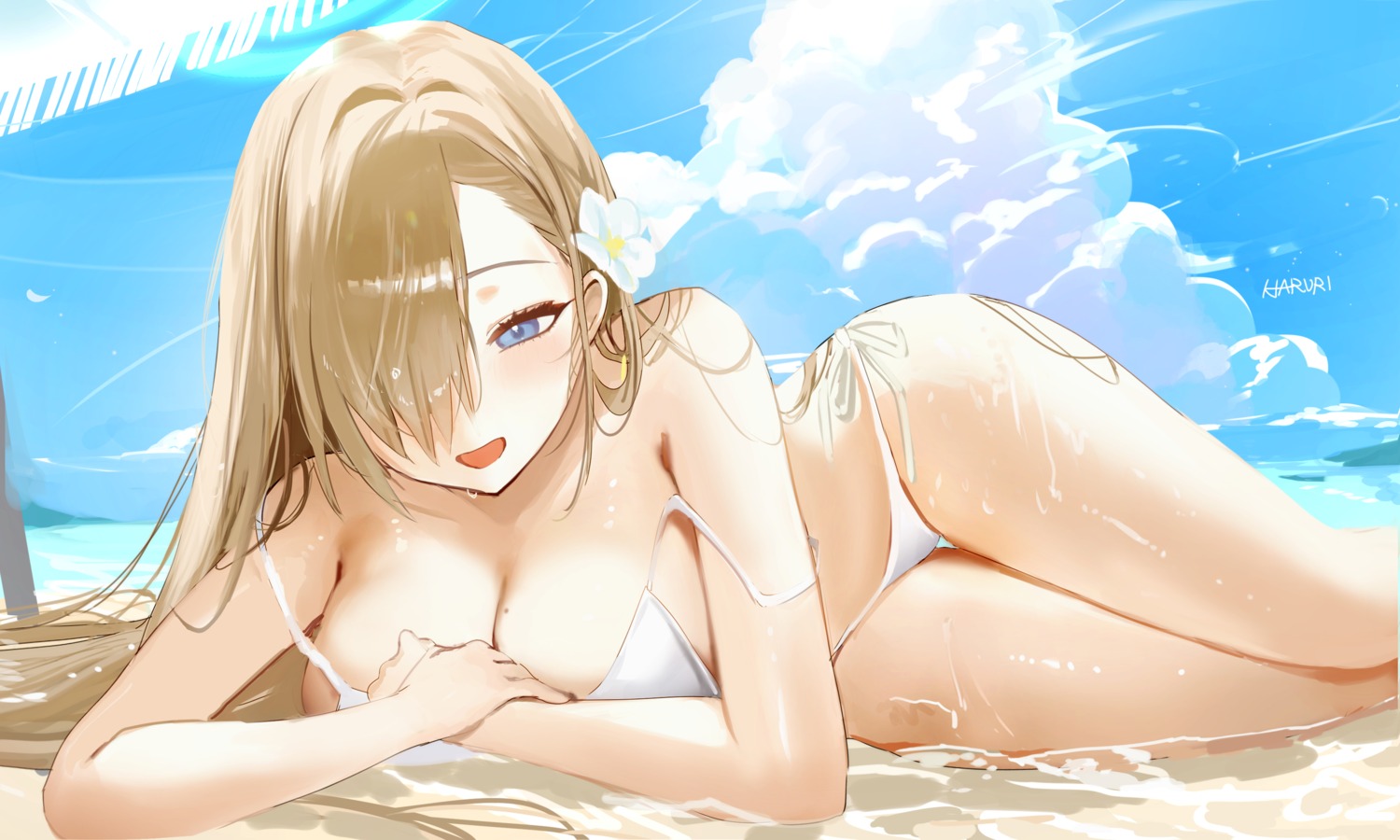 bikini blue_archive halo haruri ichinose_asuna swimsuits wet