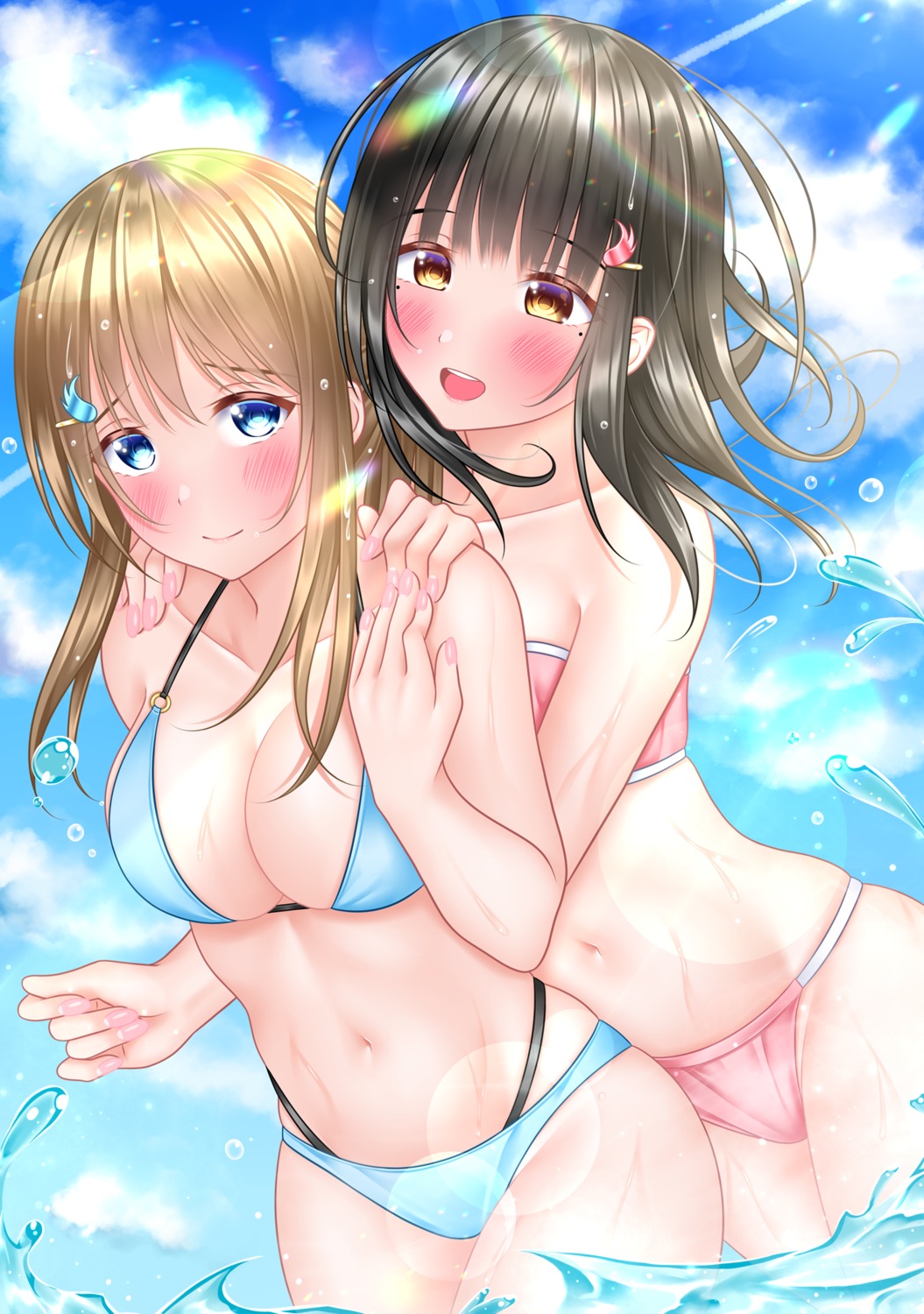bikini lino_(lilyparty07) swimsuits wet yuri