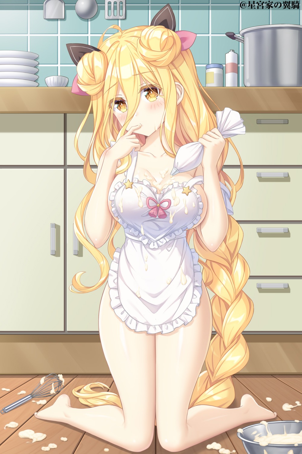 cream date_a_live hoshimiya_mukuro naked_apron tsubasaki