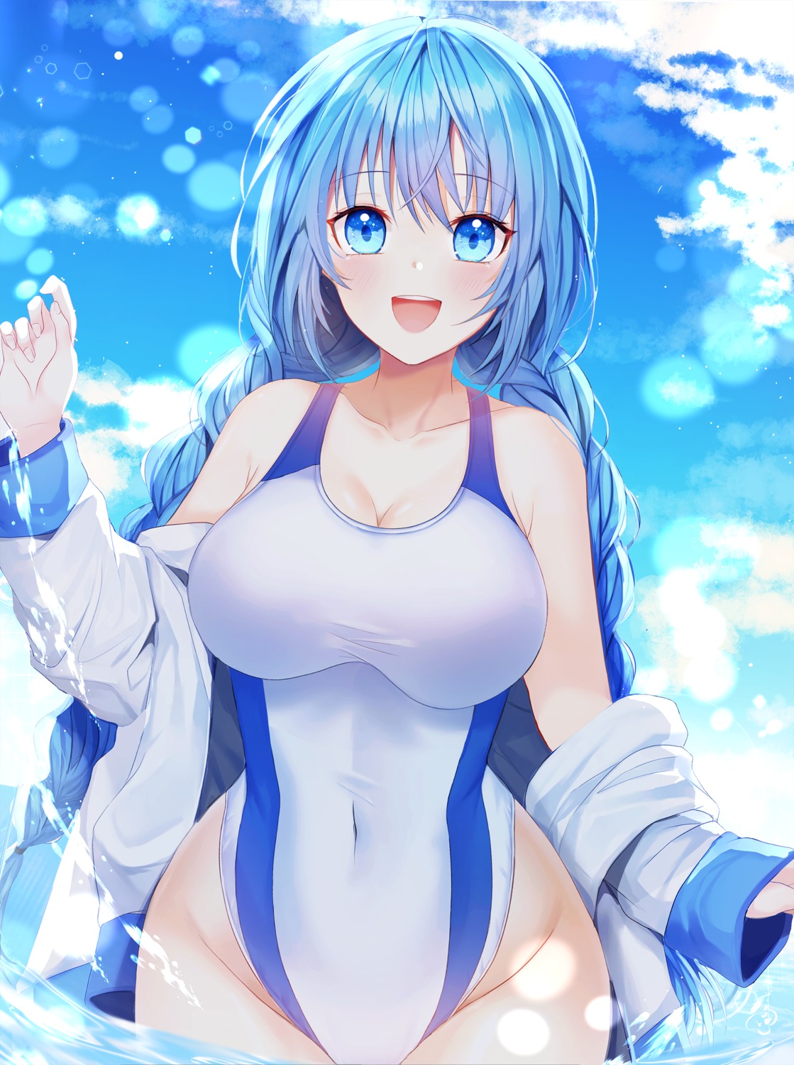 cleavage seno_(senohime) swimsuits wet