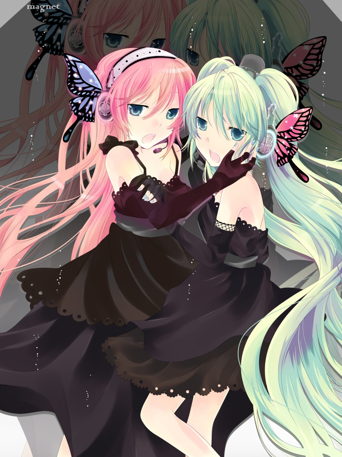 0519 dress hatsune_miku magnet_(vocaloid) megurine_luka vocaloid