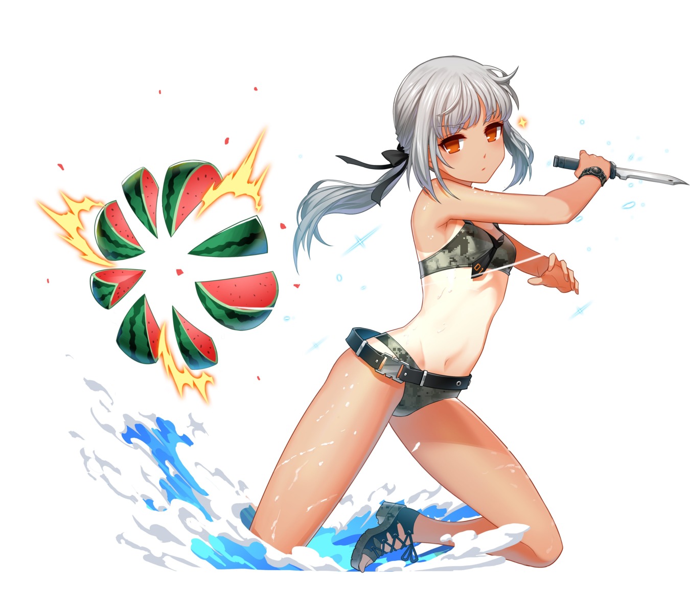 bikini closers heels swimsuits tagme tan_lines tina_(closers) weapon wet