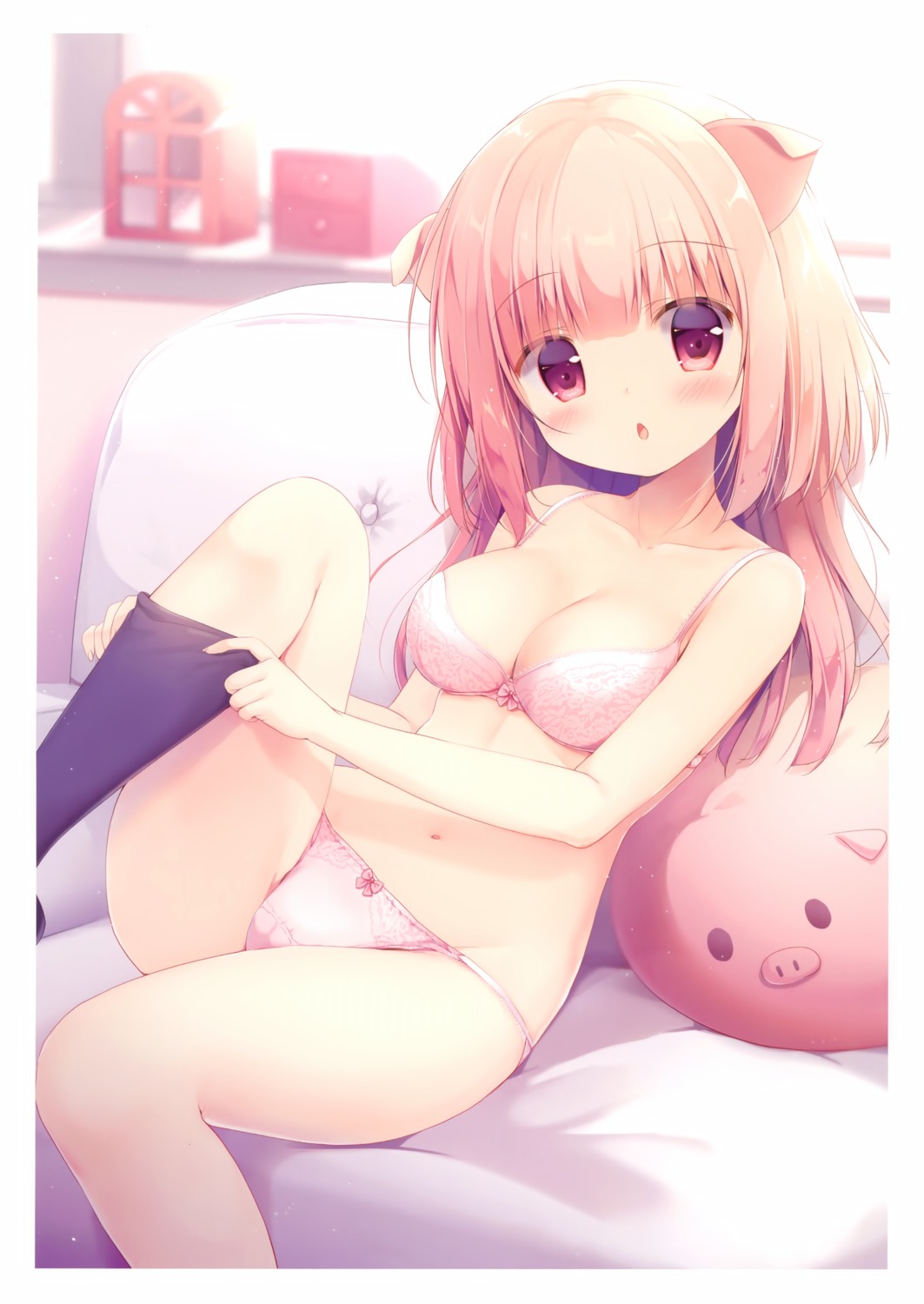 animal_ears bra cameltoe miyasaka_naco pantsu rowa_(canvas+garden) undressing