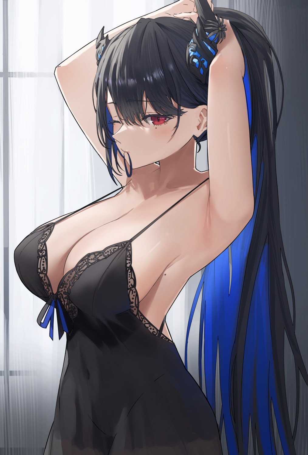 archinoer hololive hololive_english horns lingerie nerissa_ravencroft see_through