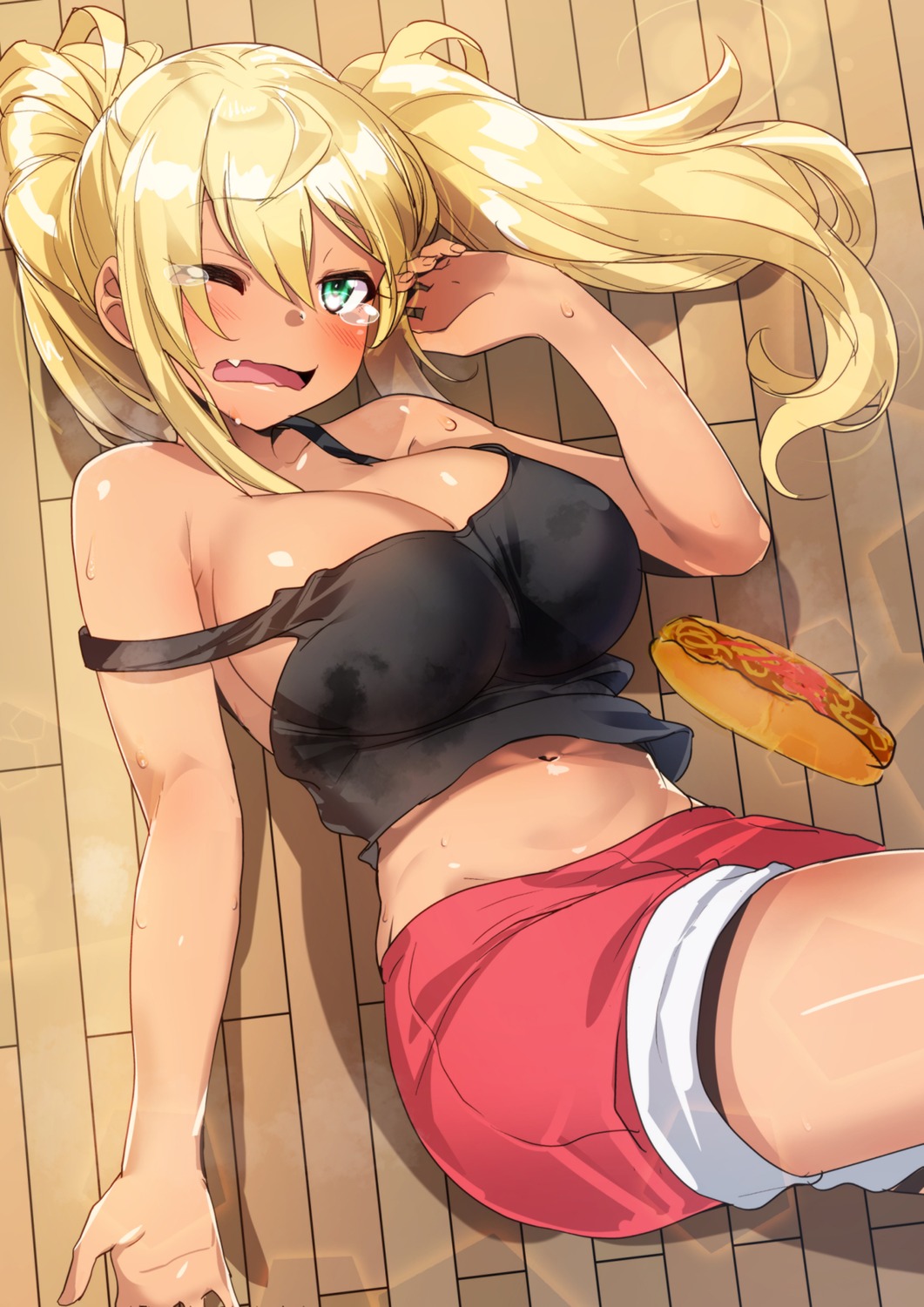 cleavage dumbbell_nan-kilo_moteru? no_bra sakura_hibiki wardrobe_malfunction yamacchi