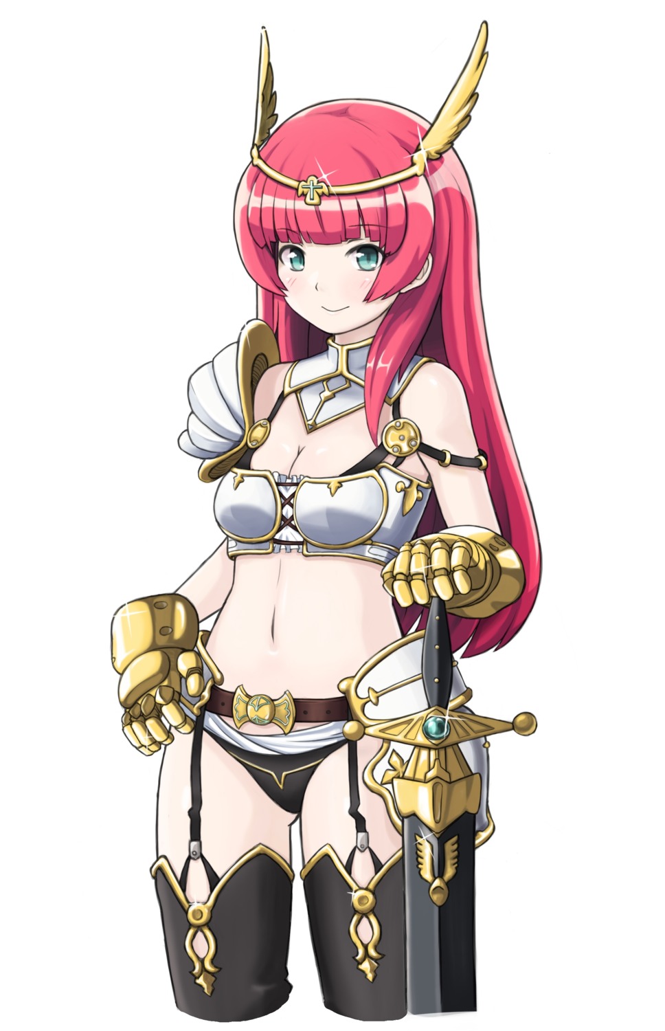 armor bikini_armor btraphen cleavage stockings sword thighhighs