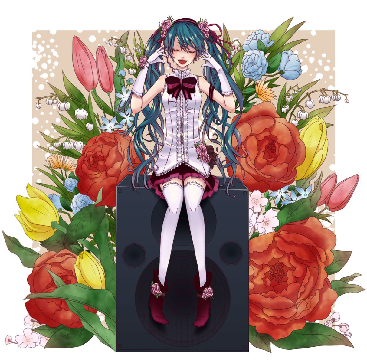 hatsune_miku miharu_55 thighhighs vocaloid