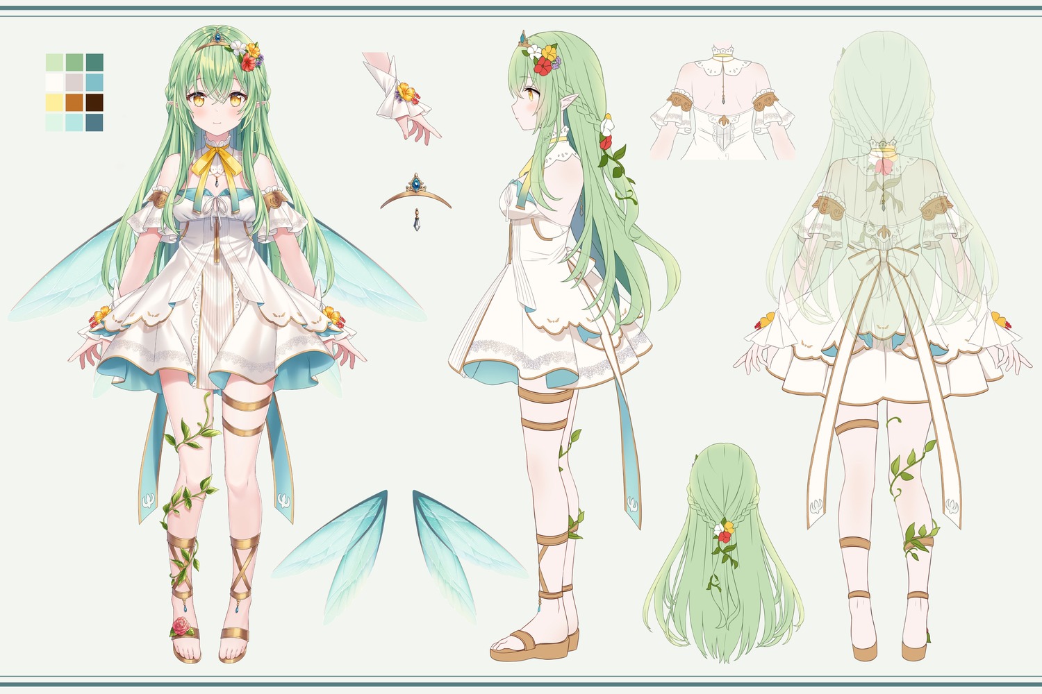 character_design dress feet garter hitsukuya no_bra peony_aeria pointy_ears production_kawaii wings