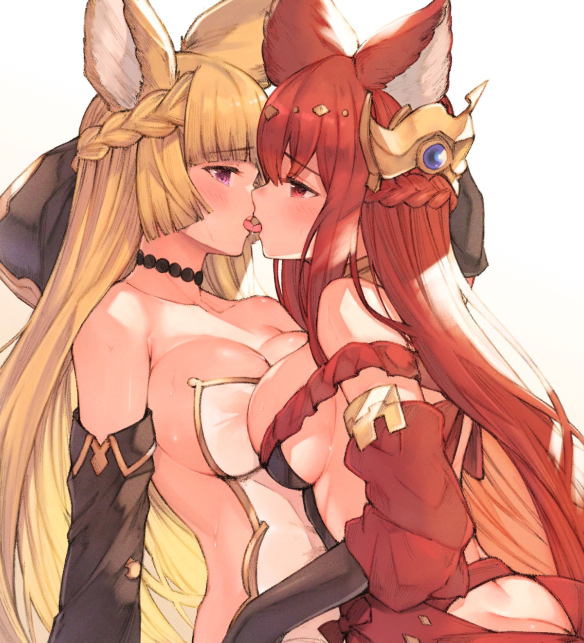 animal_ears anthuria_(granblue_fantasy) areola ass granblue_fantasy koretsuki_azuma no_bra see_through symmetrical_docking yuisis_(granblue_fantasy) yuri