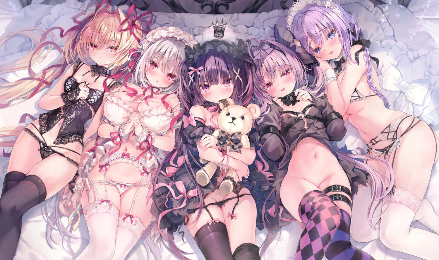 bra chloe_(rubi-sama) cropped dreaming_quintet elena_(rubi-sama) garter_belt gothic_lolita lingerie loli lolita_fashion maid medama_(rubi-sama) no_bra nopan pantsu panty_pull photoshop rubi-sama rubi-sama_wo_agameru_kai saki_(rubi-sama) seira_(rubi-sama) skirt_lift stockings string_panties thighhighs torn_clothes