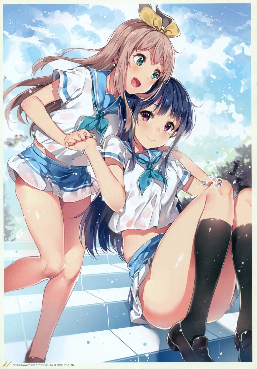 hibike!_euphonium screening see_through seifuku wet wet_clothes yoroizuka_mizore yoshikawa_yuuko yuran