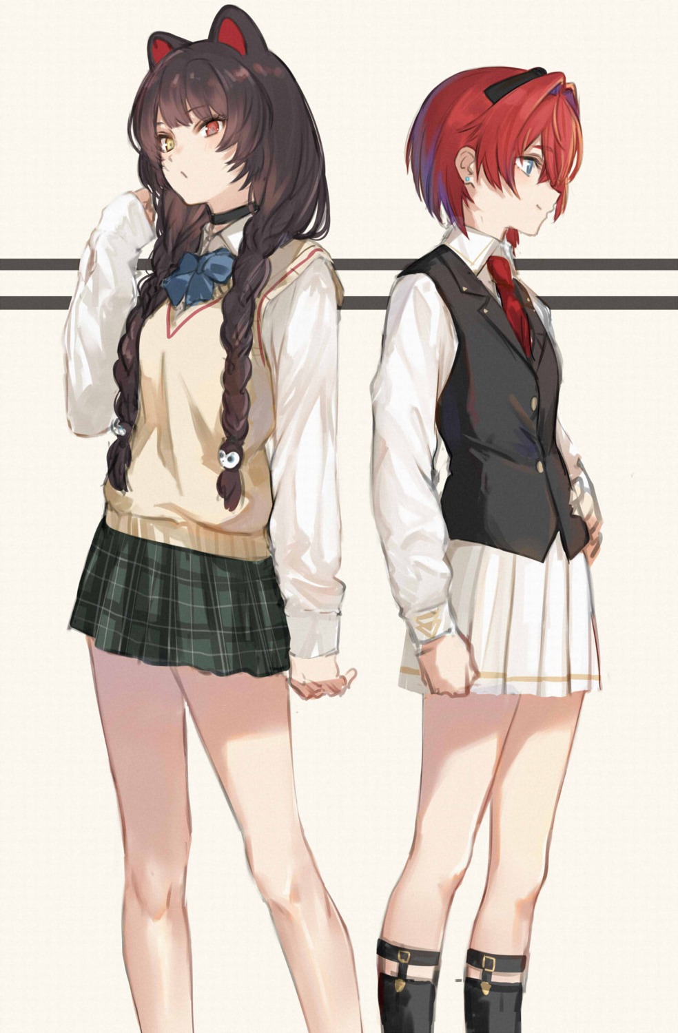 ange_katrina animal_ears crossover ffmania7 heterochromia inui_toko inumimi nijisanji seifuku sweater