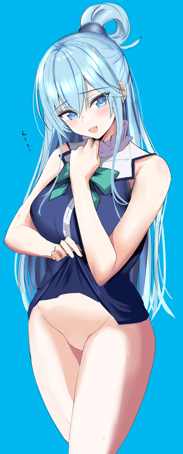 aqua_(konosuba) hanasaka_houcha kono_subarashii_sekai_ni_shukufuku_wo! nopan shirt_lift