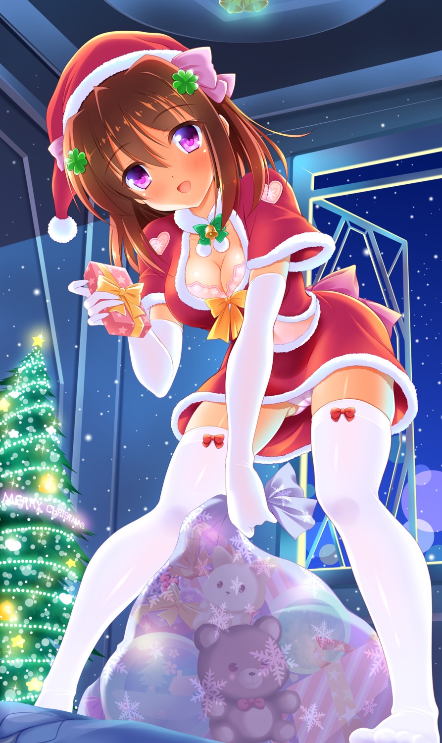 bra cameltoe christmas cleavage pantsu thighhighs yagami-all_hail_nanao