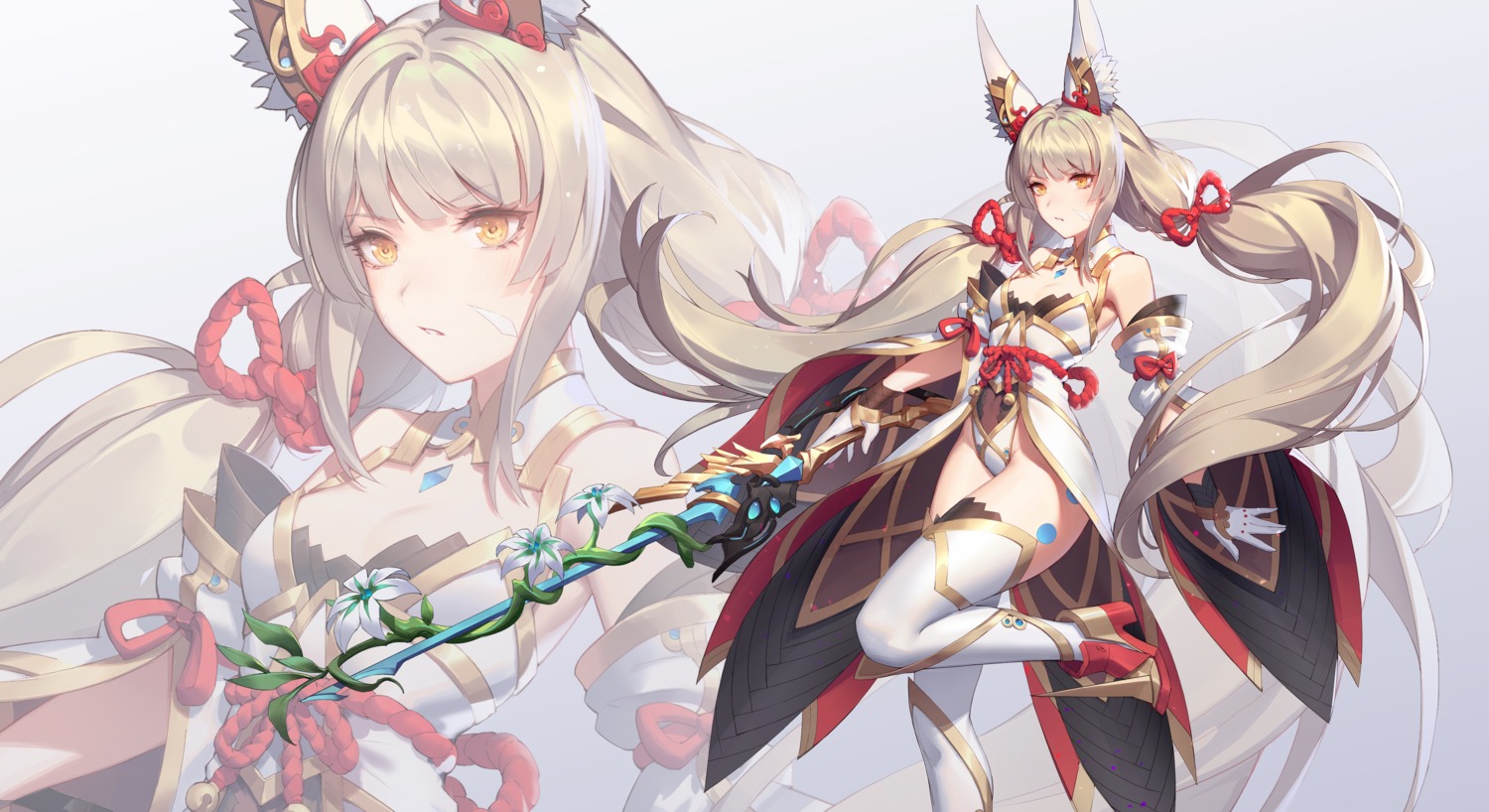 animal_ears heels leotard nekomimi niyah niyah_(blade) no_bra q18607 thighhighs weapon xenoblade xenoblade_chronicles_2