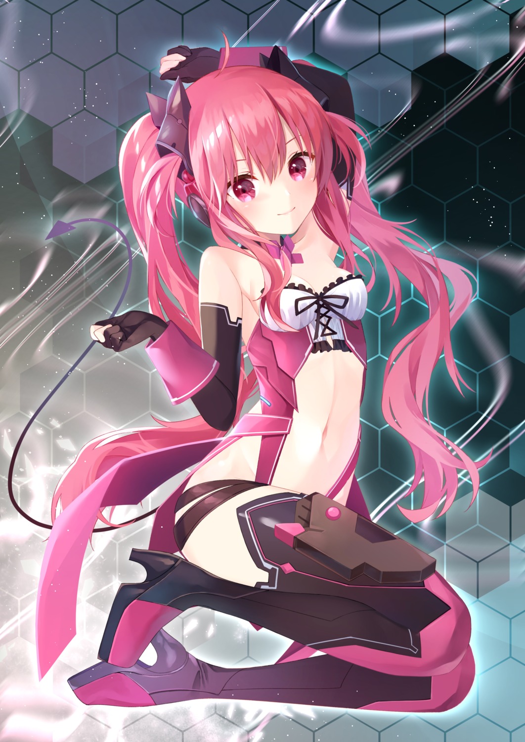 cleavage grace_(sound_voltex) headphones heels samayoi sound_voltex sound_voltex_exceed_gear tail thighhighs