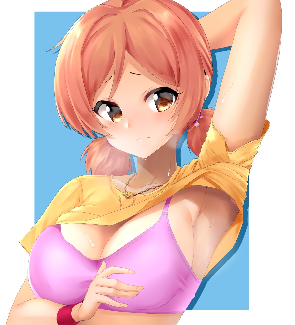 bikini_top breast_hold cleavage komatsu_ibuki kon5283 shirt_lift swimsuits the_idolm@ster the_idolm@ster_cinderella_girls