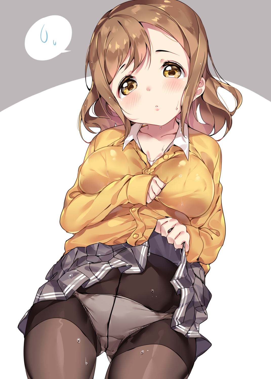 breast_hold love_live!_sunshine!! pantsu pantyhose seifuku skirt_lift sweater tem10