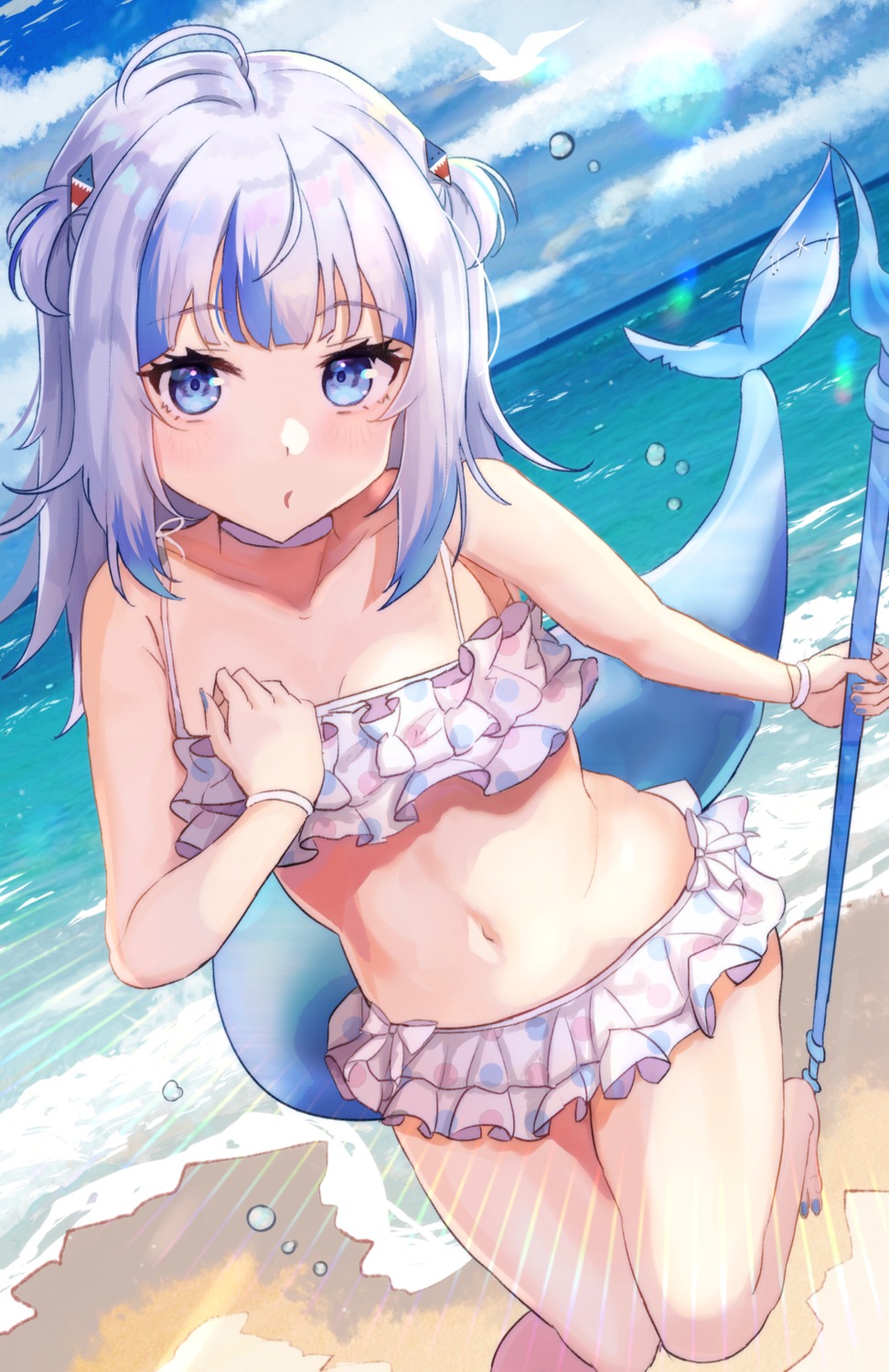 bikini gawr_gura hololive hololive_english panipo swimsuits tail weapon