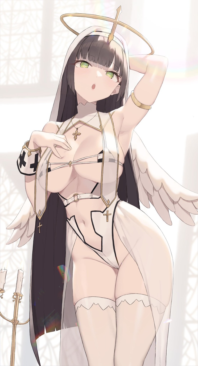 angel bikini_top cloba leotard see_through swimsuits thighhighs wings